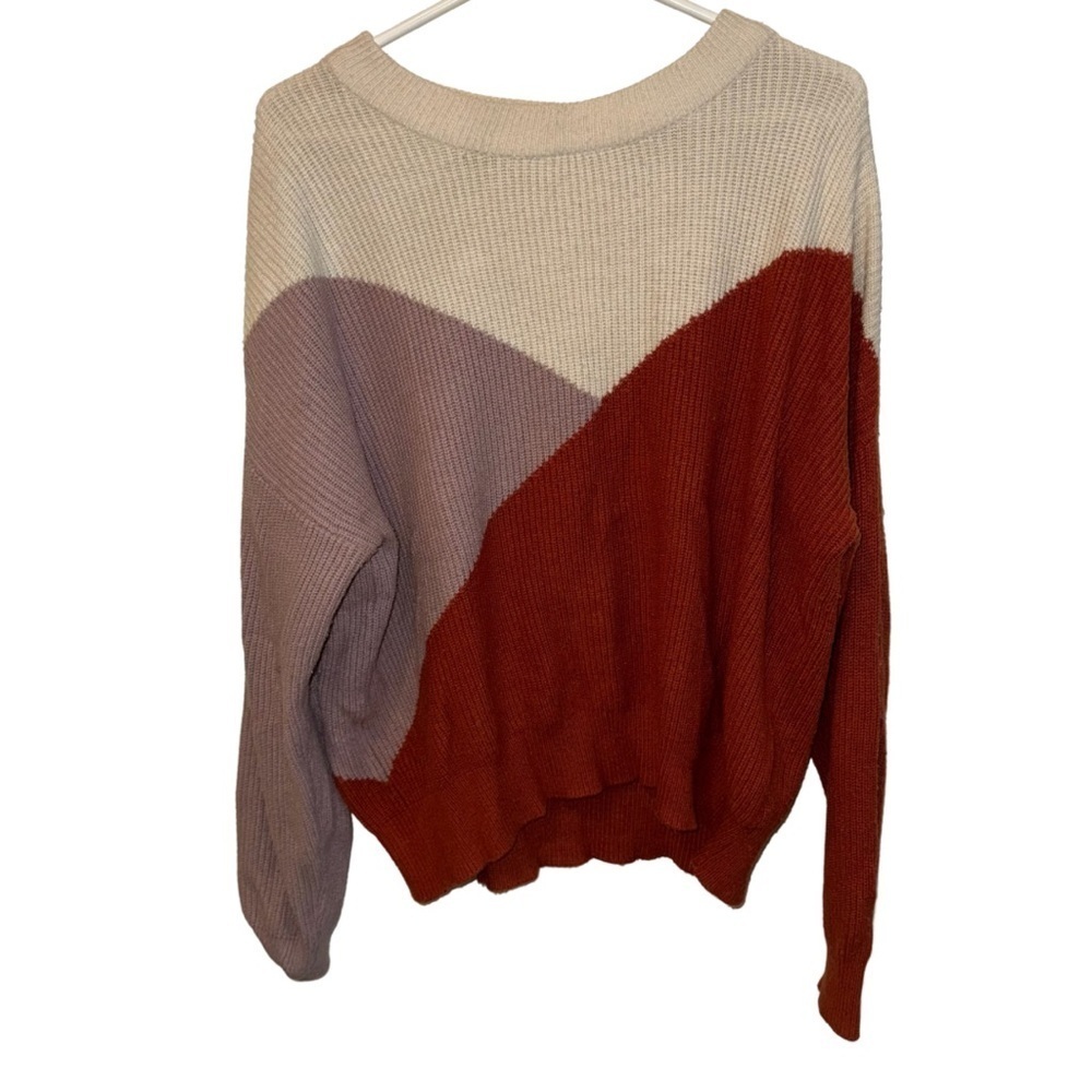 Sophie Rue Purple and Cream Crew Neck Sweater